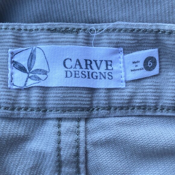 Carve Designs Oahu Corduroy Bermuda Mid Rise Raw Hem Loose Fit Cut-Off Shorts-6 - Picture 7 of 8